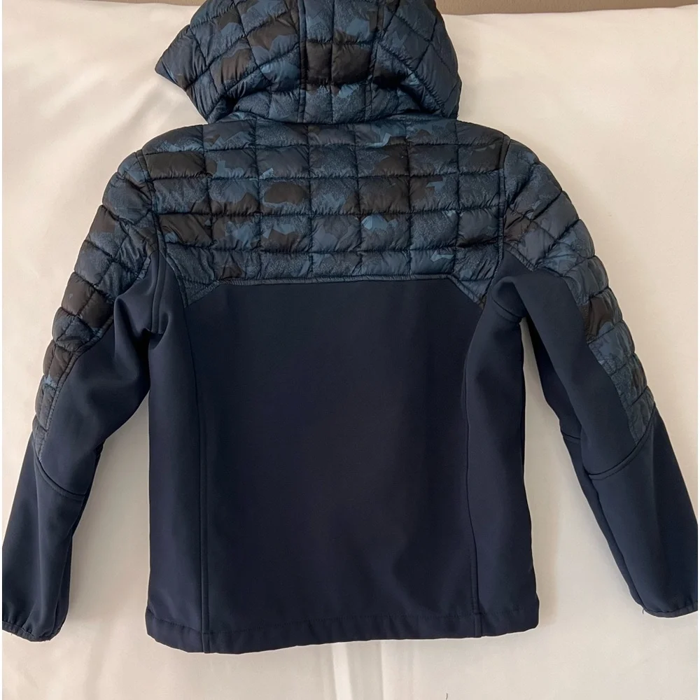 Snozu Boy's Fleece Lined Softshell Jacket Blue Camo Upper‎ Print Size M (10-12)